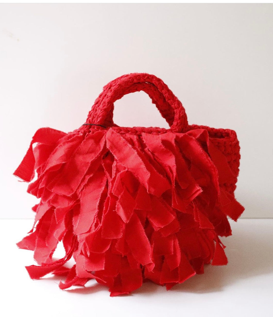 Sakiami Red fringe bag by Miki Kawamura