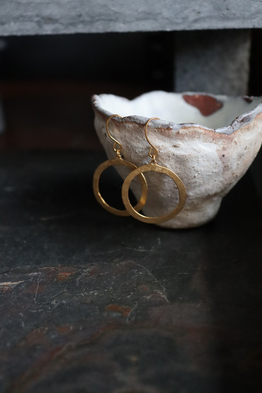 Brass earrings  round medium