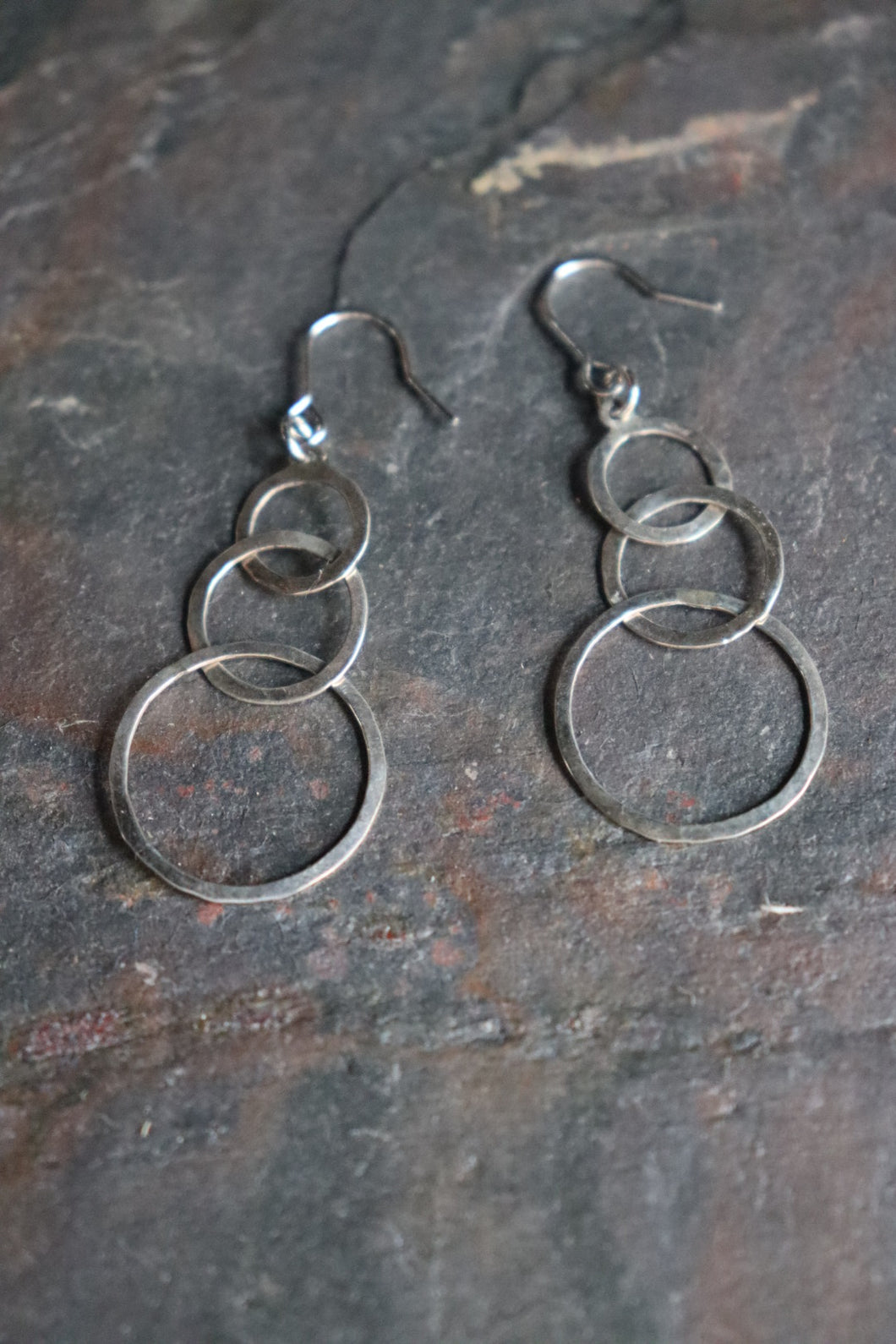 Silver earrings  3 rings
